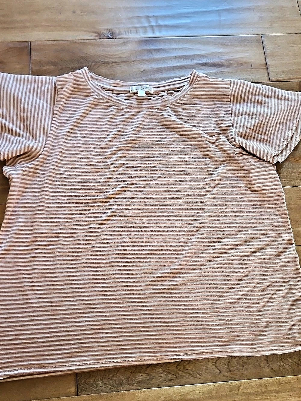Free People Striped Short Sleeve Tee in Orange & White Size Small